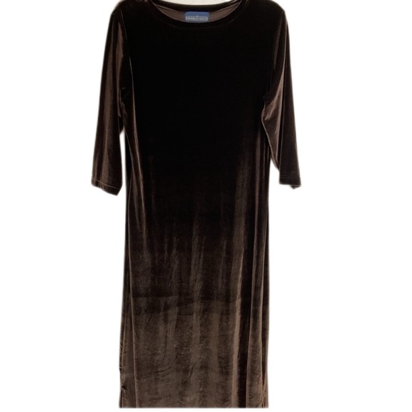 Vintage 90’s Velvet Midi Dress Chocolate Brown crushed grunge Whimsigoth size M - Picture 4 of 8